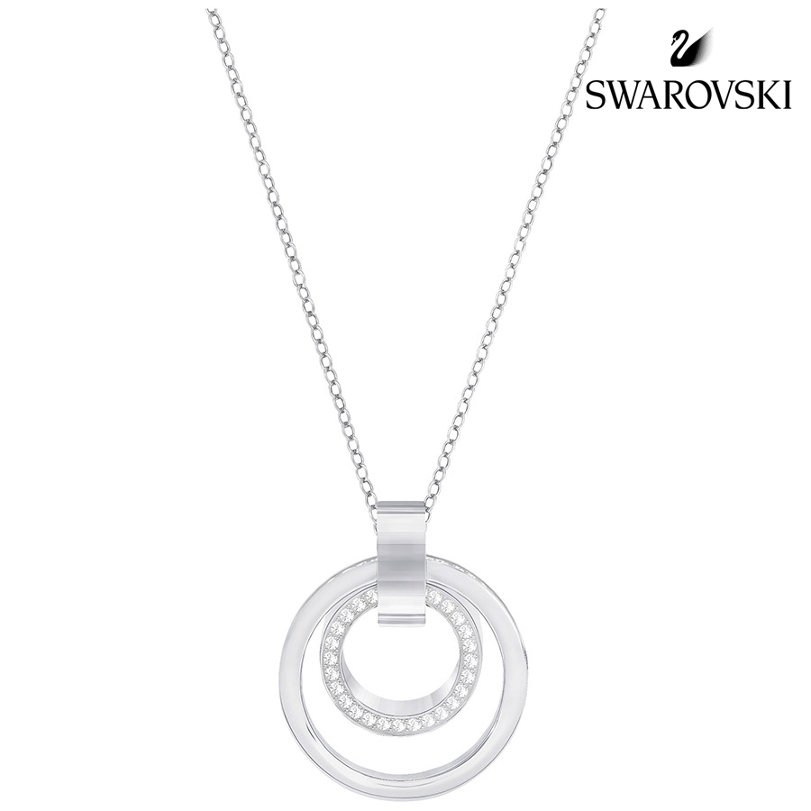Swarovski Hollow Pendant, Medium, White, Rhodium Plating
