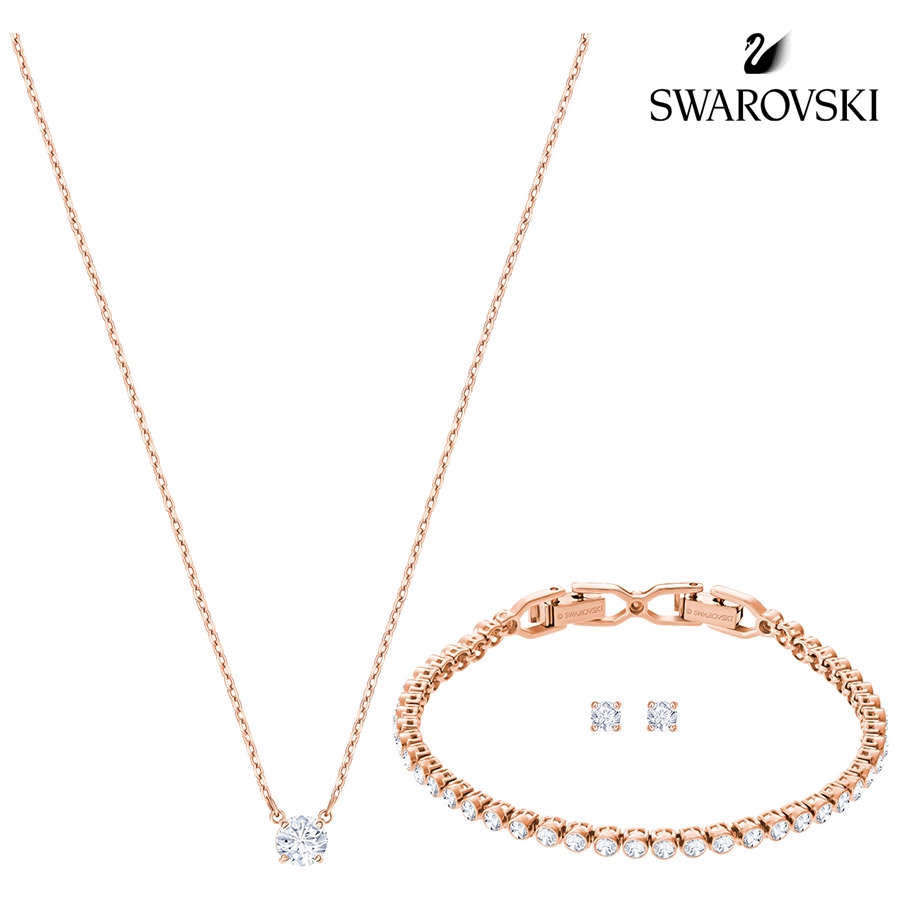 Swarovski Attract Emily Set, White, Rose Gold Plating